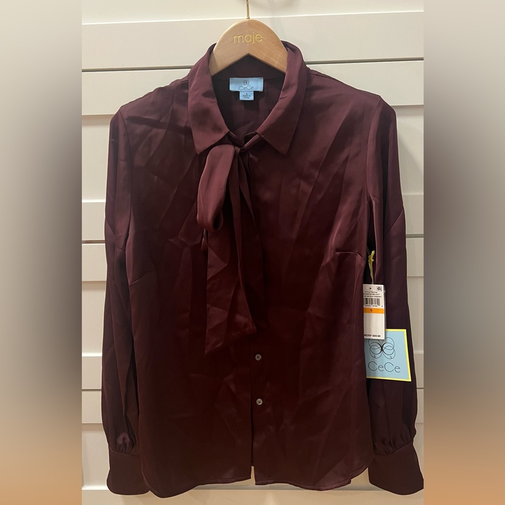 NWTA CeCE  Satin Bow Blouse